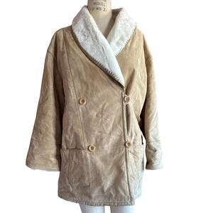 Vintage Leather Coat Womens Small Tan Soft Lining Inside Pockets Western Winter